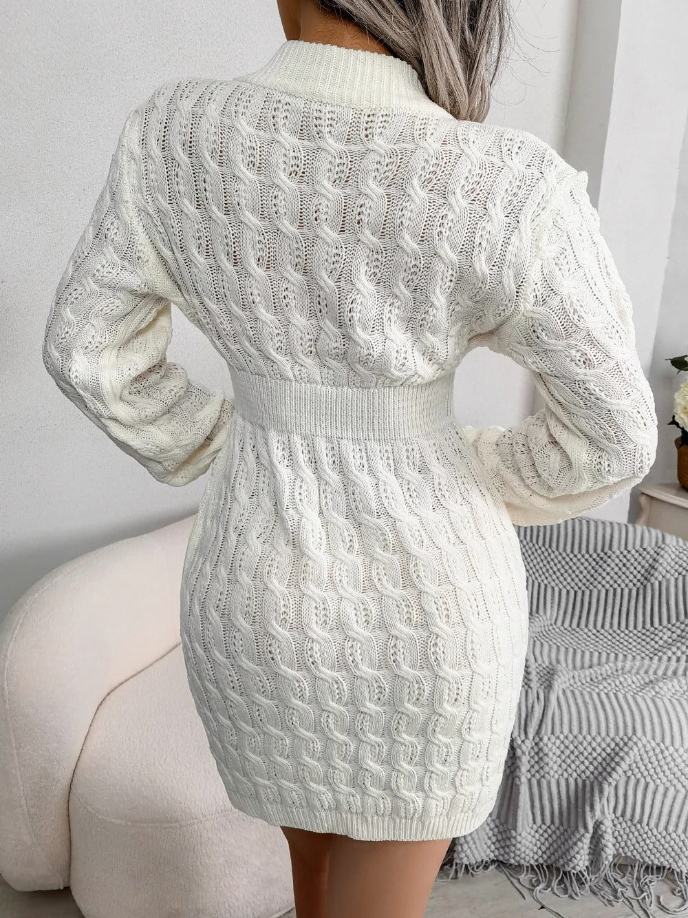 Damen-Strickkleid, lässiger Stil, weiches Material-5