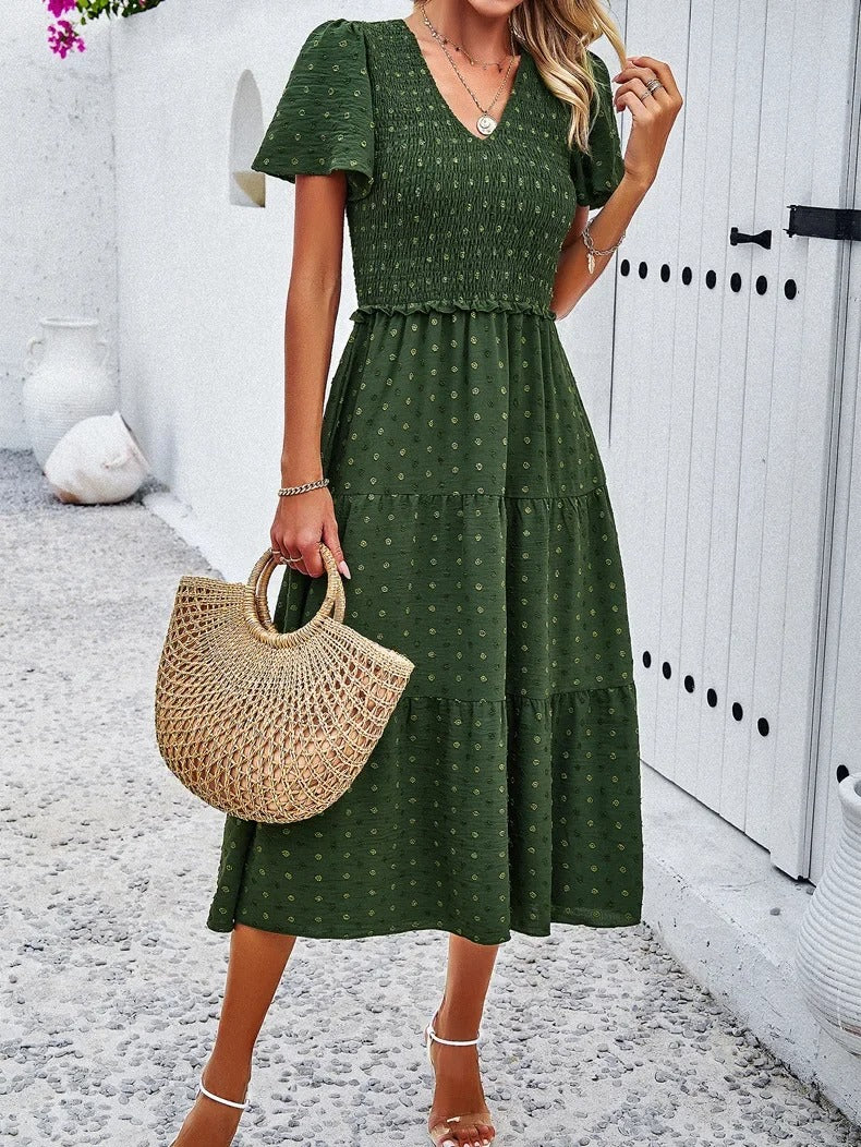 Damen-Herbstkleid Midi Fließend Hochwertiges Material 3