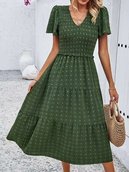 Damen-Herbstkleid Midi Fließend Hochwertiges Material 4