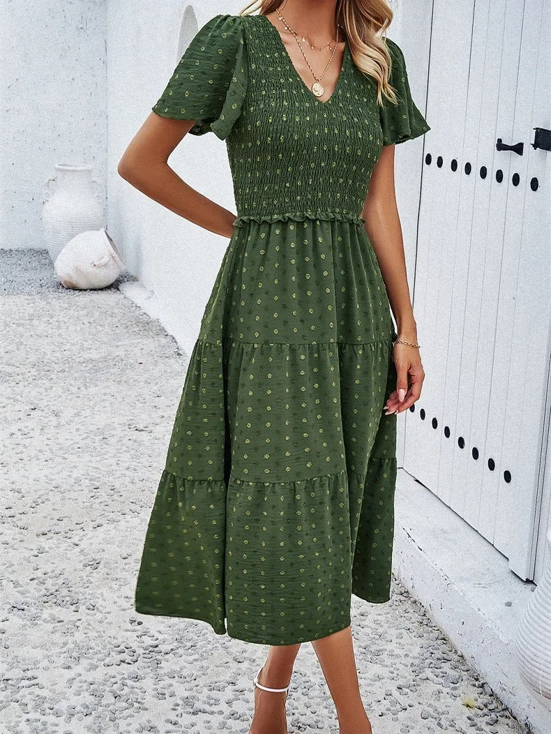Damen-Herbstkleid Midi Fließend Hochwertiges Material 5