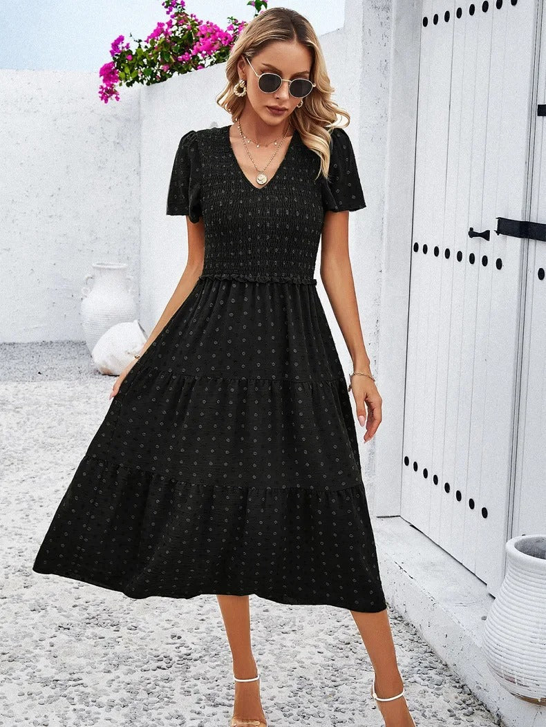 Damen-Herbstkleid Midi Fließend Hochwertiges Material 9