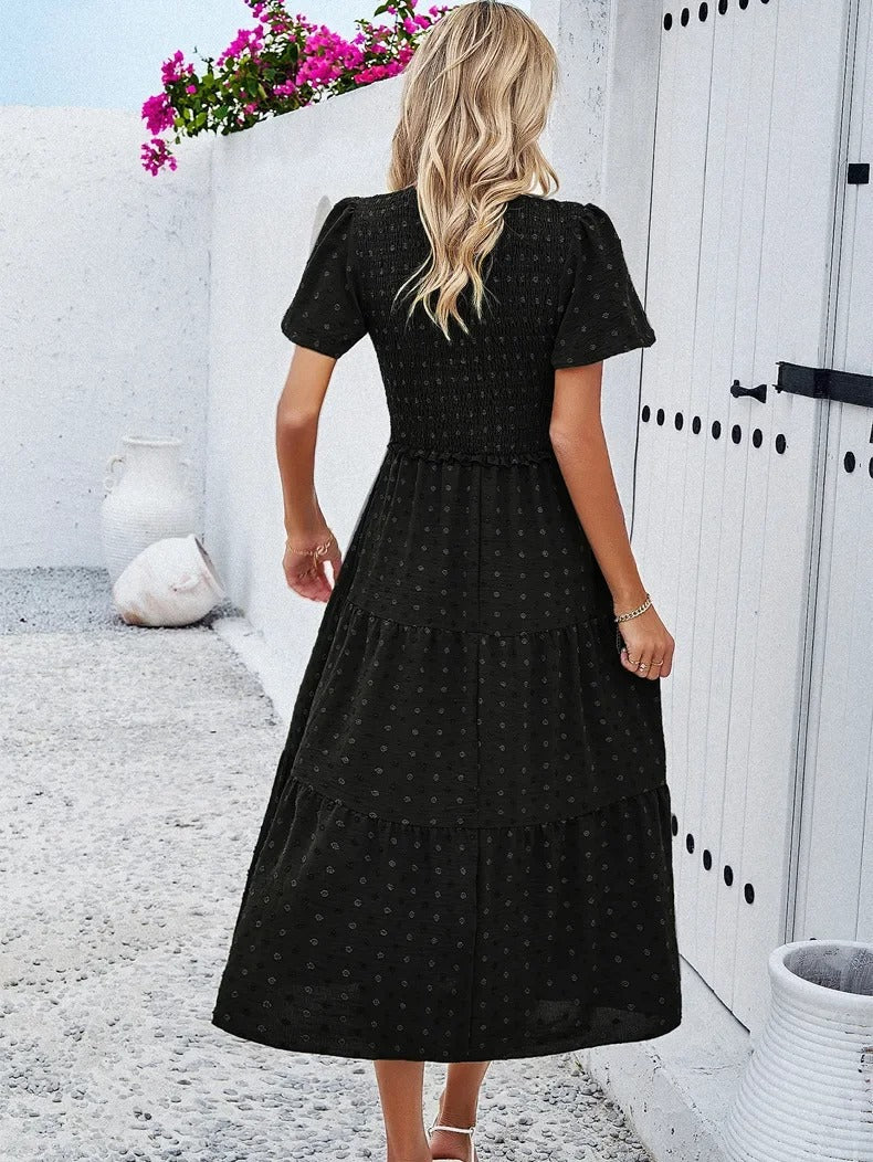 Damen-Herbstkleid Midi Fließend Hochwertiges Material 6