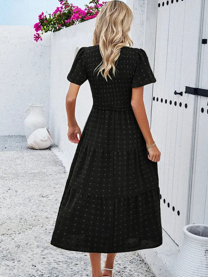Damen-Herbstkleid Midi Fließend Hochwertiges Material 6
