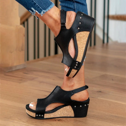 Damen-Sandalen, Leder, Sommerstil mit Gel-Dämpfung und robuster Sohle-4