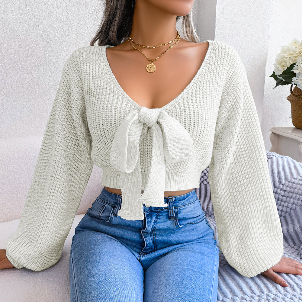 Damen-Pullover, verkürztes Design, mit Schlaufe, aus weicher Baumwolle 5