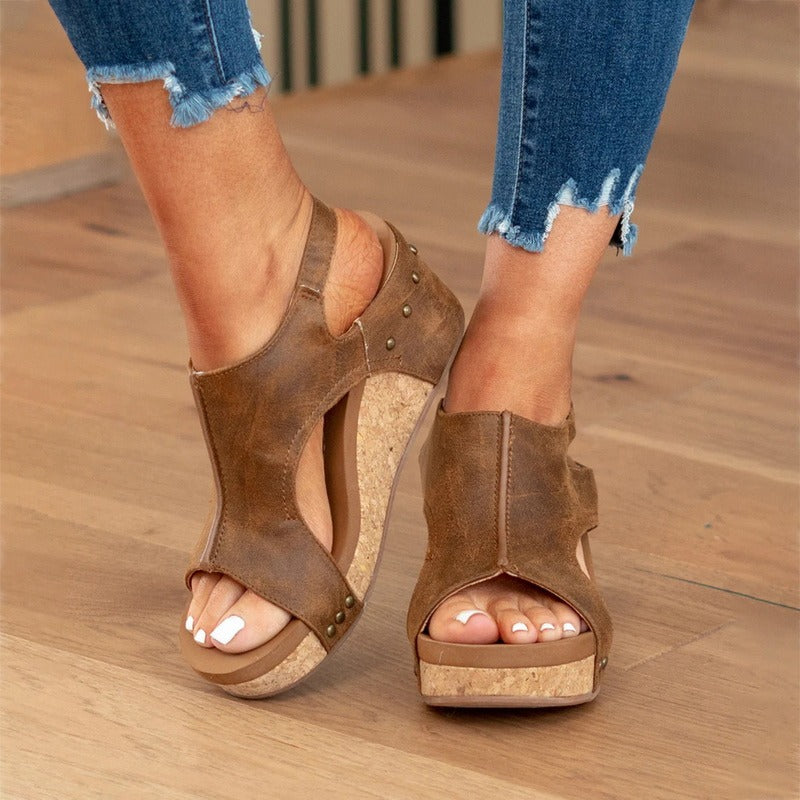 Damen-Sandalen, Leder, Sommerstil mit Gel-Dämpfung und robuster Sohle-2