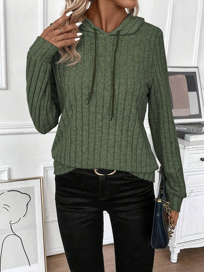 Damen-Hoodie mit Rippdesign, 100 % Baumwolle 2