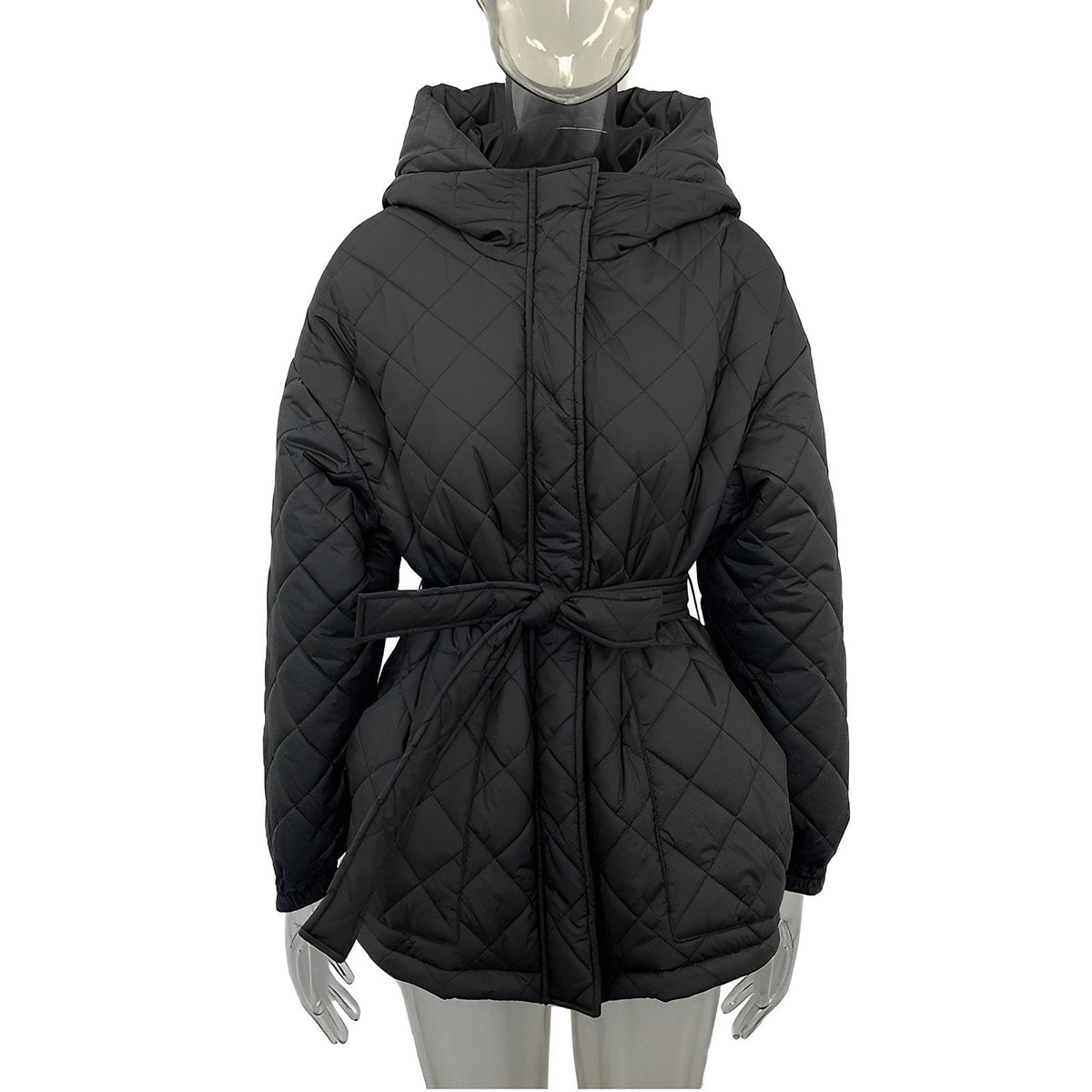 Damenjacke mit Gürtel Dicke Baumwolle Eleganter Stil-5