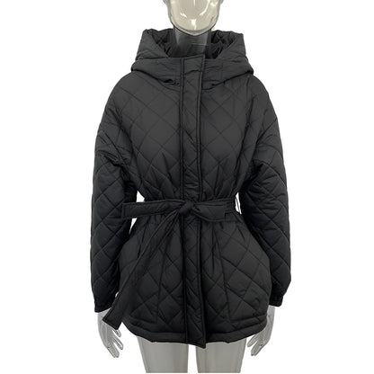 Damenjacke mit Gürtel Dicke Baumwolle Eleganter Stil-5
