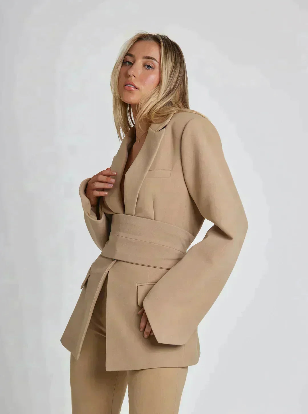 Variant image for Damen-Blazer, mit Gürtel, moderner hochwertiger Stoff-6