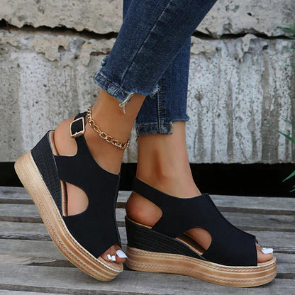 Damen-Plateau-Sandale mit elegantem Design aus synthetischem Material – stabile Plattform, perfekt für Alltag und Fest 5