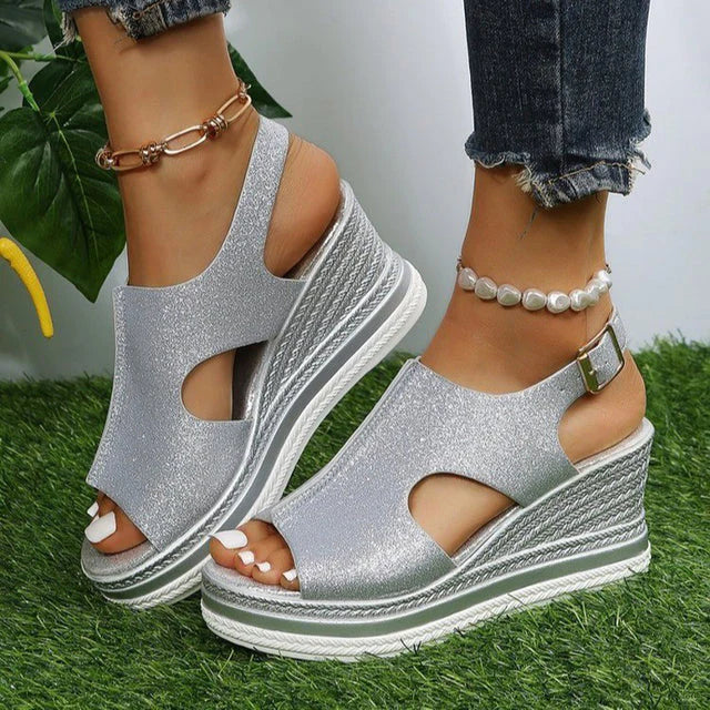 Damen-Plateau-Sandale mit elegantem Design aus synthetischem Material – stabile Plattform, perfekt für Alltag und Fest 6