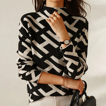 Herrenpullover mit geometrischem Muster aus 100 % Baumwolle-1