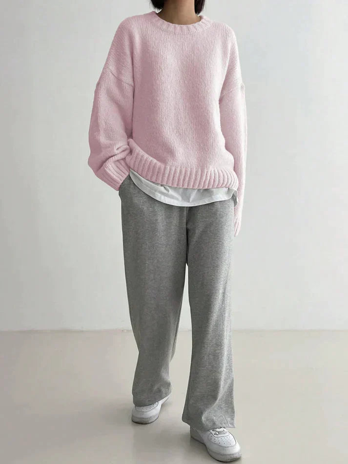 Eleganter monochromer Damenpullover in Lila aus 100% weicher Baumwolle 5