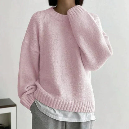 Damenpullover, monochrom lila, elegant, aus 100% weicher Baumwolle 1