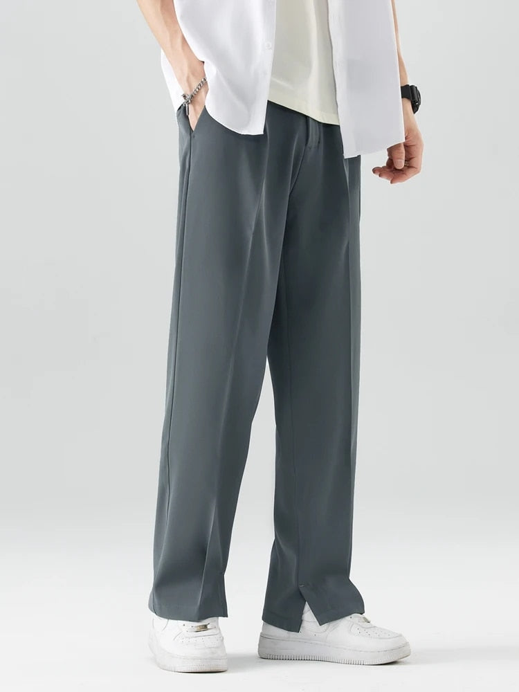Damen-Hose, mit elastischem Bund, schick, weite Beine, atmungsaktives Material-1