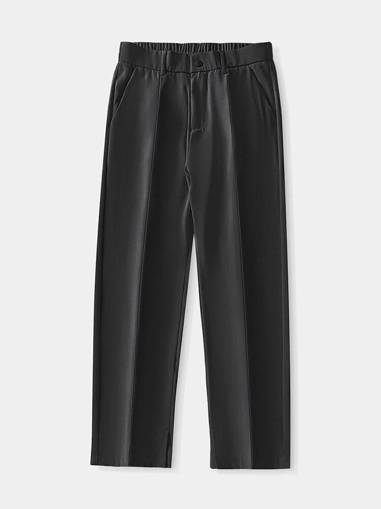 Damen-Hose, mit elastischem Bund, schick, weite Beine, atmungsaktives Material-3