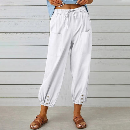 Stylische Damenhosen – lockere, gerade High-Waist-Hosen aus 100% Baumwolle-5