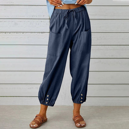 Stylische Damenhosen – lockere, gerade High-Waist-Hosen aus 100% Baumwolle-6