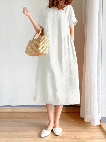Damen-Sommerkleid, oversized, A-Linien, aus Leinen-1