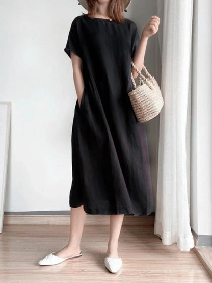 Damen-Sommerkleid, oversized, A-Linien, aus Leinen-2