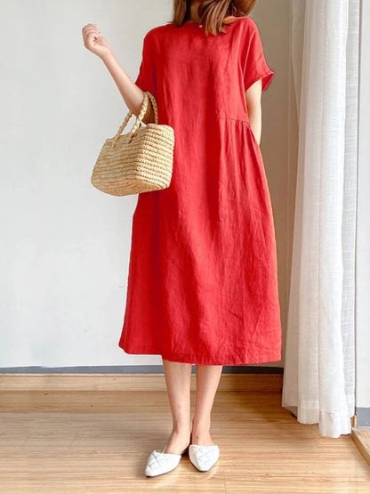 Damen-Sommerkleid, oversized, A-Linien, aus Leinen-3