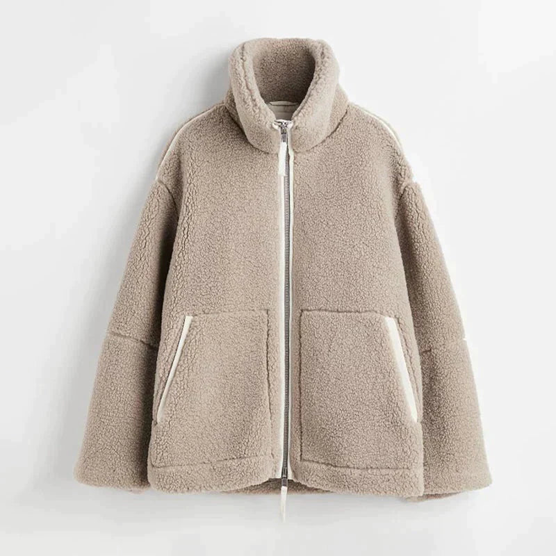Damenjacke Oversized Lammfell für Damen Trendy Jacke-6