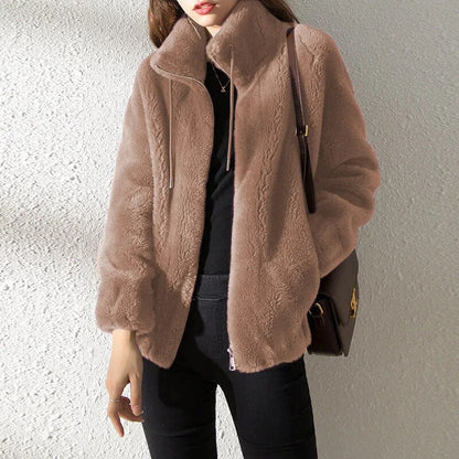 Damen-Fleecejacke mit Stehkragen – weiches und elegantes Design für kalte Wintertage, normale Passform, S-XL 13