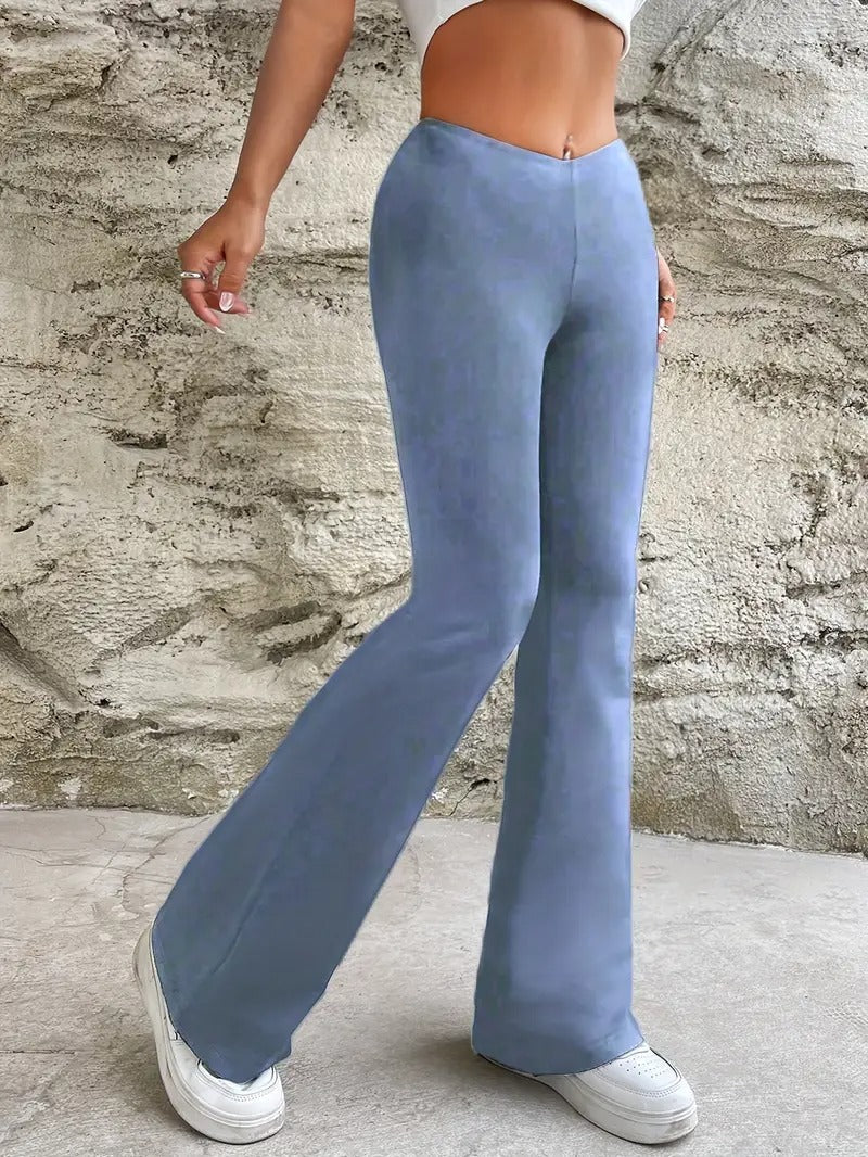 Damen-fließende Hose, hohe Taille, moderner Stoff-6