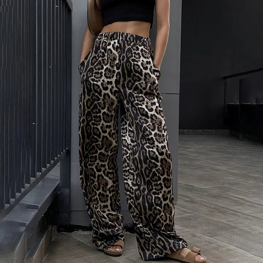 Damen-Hose, Leopardenmuster, leichter Stoff-1