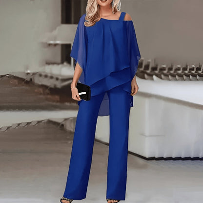 Damen-Off-Shoulder-Set, geschichtetes Top, leichte Hose-2
