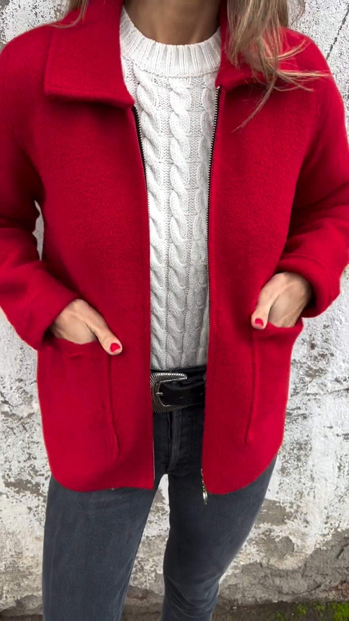 Damen Winterjacke Reißverschluss Fleece Weich und bequem-1