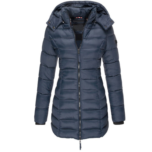 Damen-Daunenjacke mit Kapuze und Reißverschluss aus Polyester-1