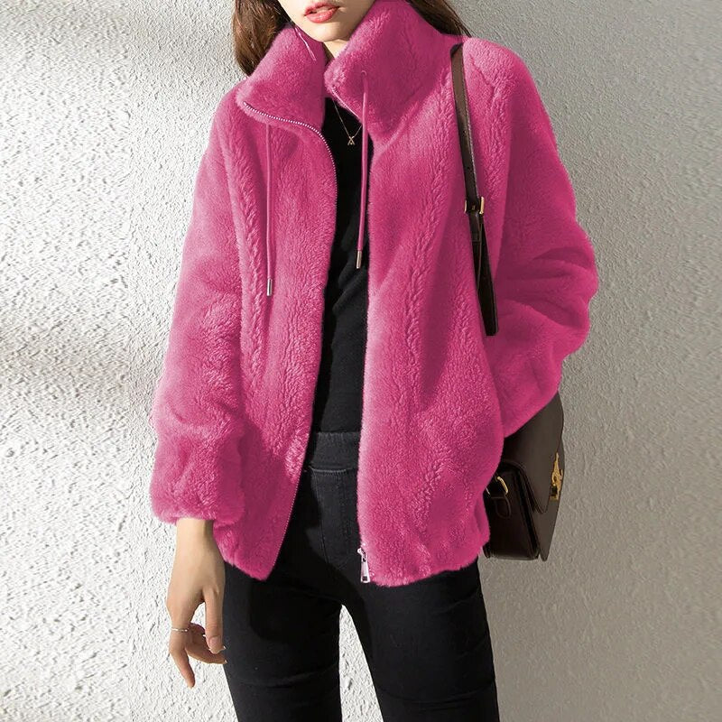 Damen-Fleecejacke mit Stehkragen – weiches und elegantes Design für kalte Wintertage, normale Passform, S-XL 12