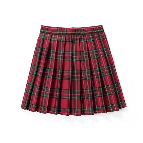 Damen-Midirock, plissiert, Polyester, mit roten Akzenten-1