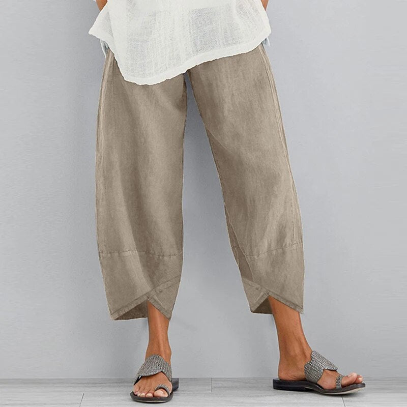 Variant image for Damen-Hose, mit elastischem Bund, asymmetrisch, locker, Bein, Polyester-1