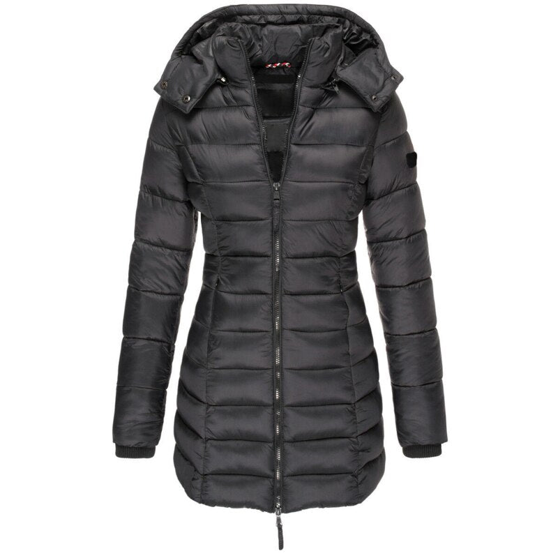 Variantenbild für Damen-Daunenjacke mit Kapuze und Reißverschluss aus Polyester-25