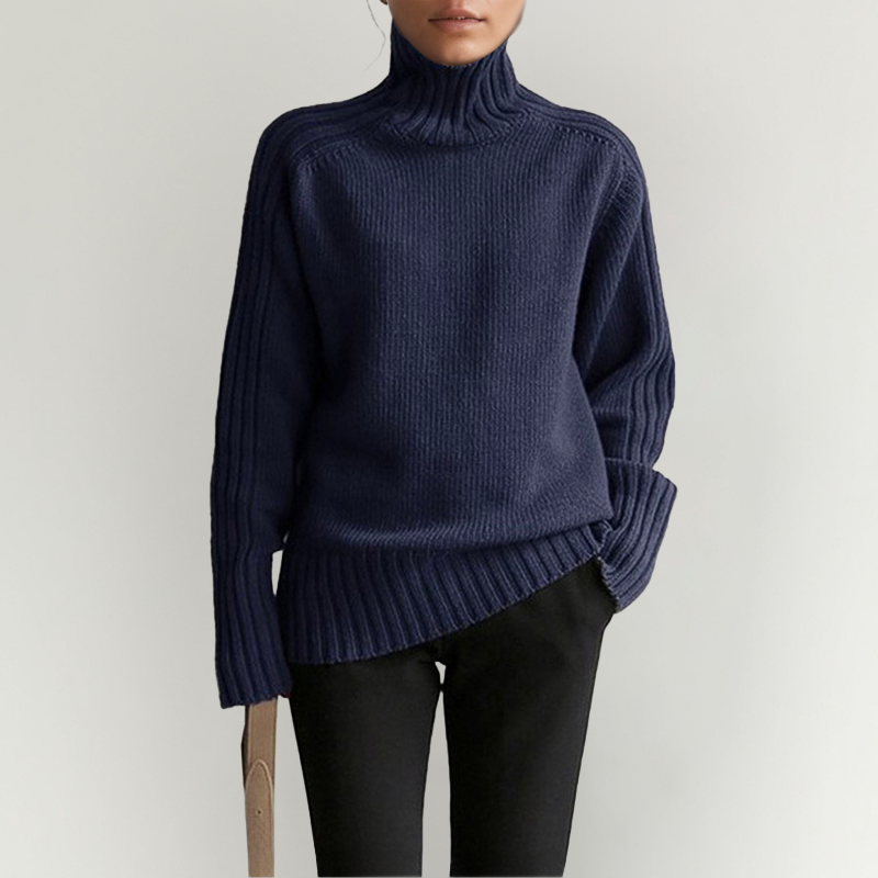 Variant image for Damen-Strickpullover, Rollkragen, gerippter Bouclé-Wollmix-3