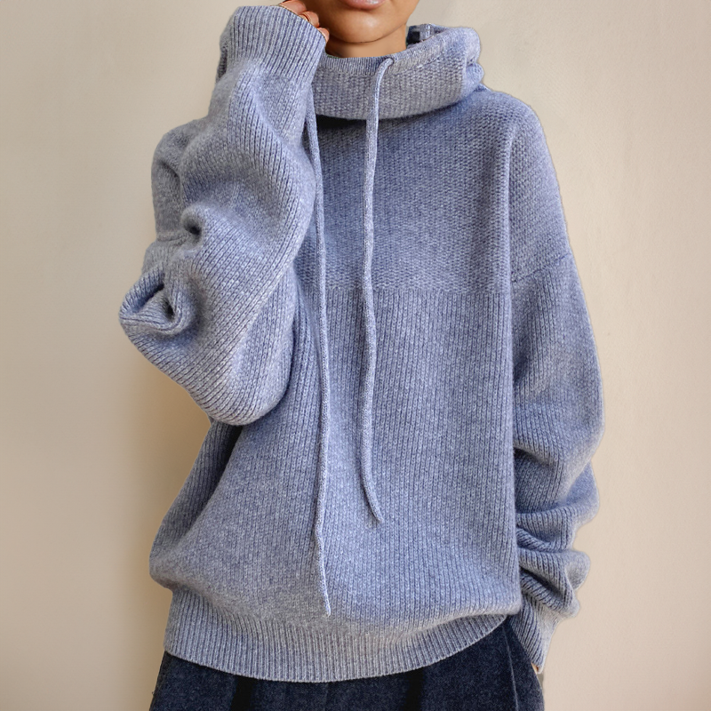 Damen-Hoodie, lässig, gestrickt, weicher Mix-5