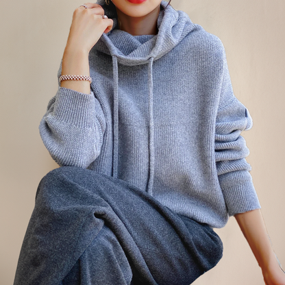 Damen-Hoodie, lässig, gestrickt, weicher Mix-2
