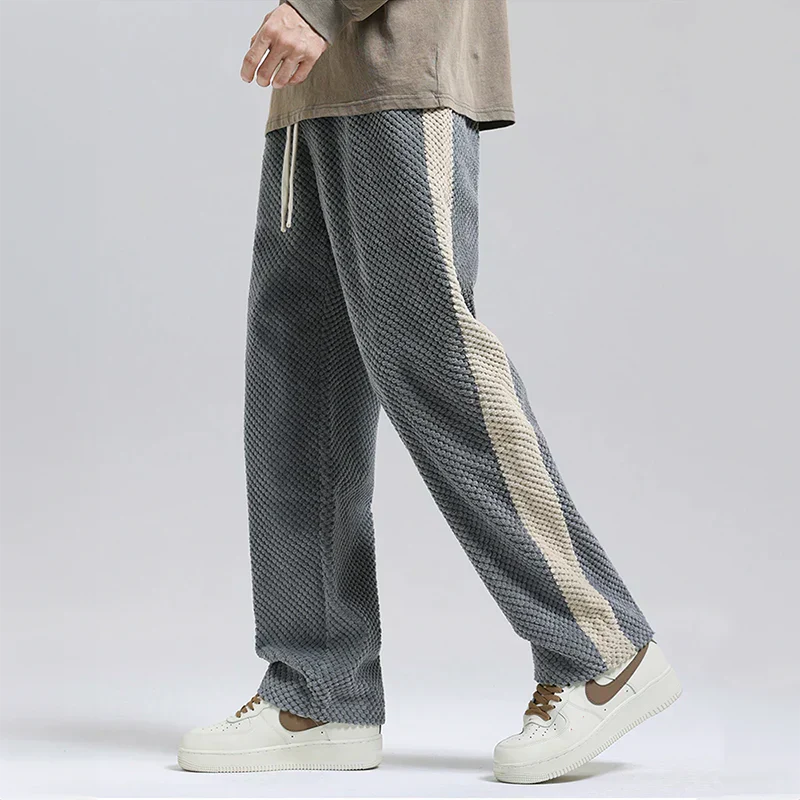 Herren-Kordelhose, Waffelstrick, verstellbarer Taille, Polyester 1