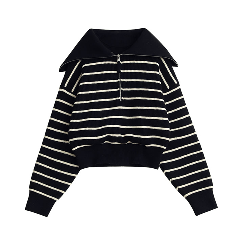 Damen-Pullover, halber Reißverschluss, moderner Stoff 3