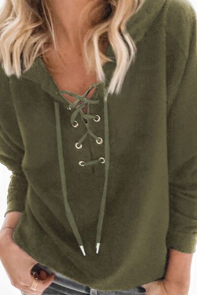 Damen-Boho-Schnürpullover, weiche Stoffmischung-4