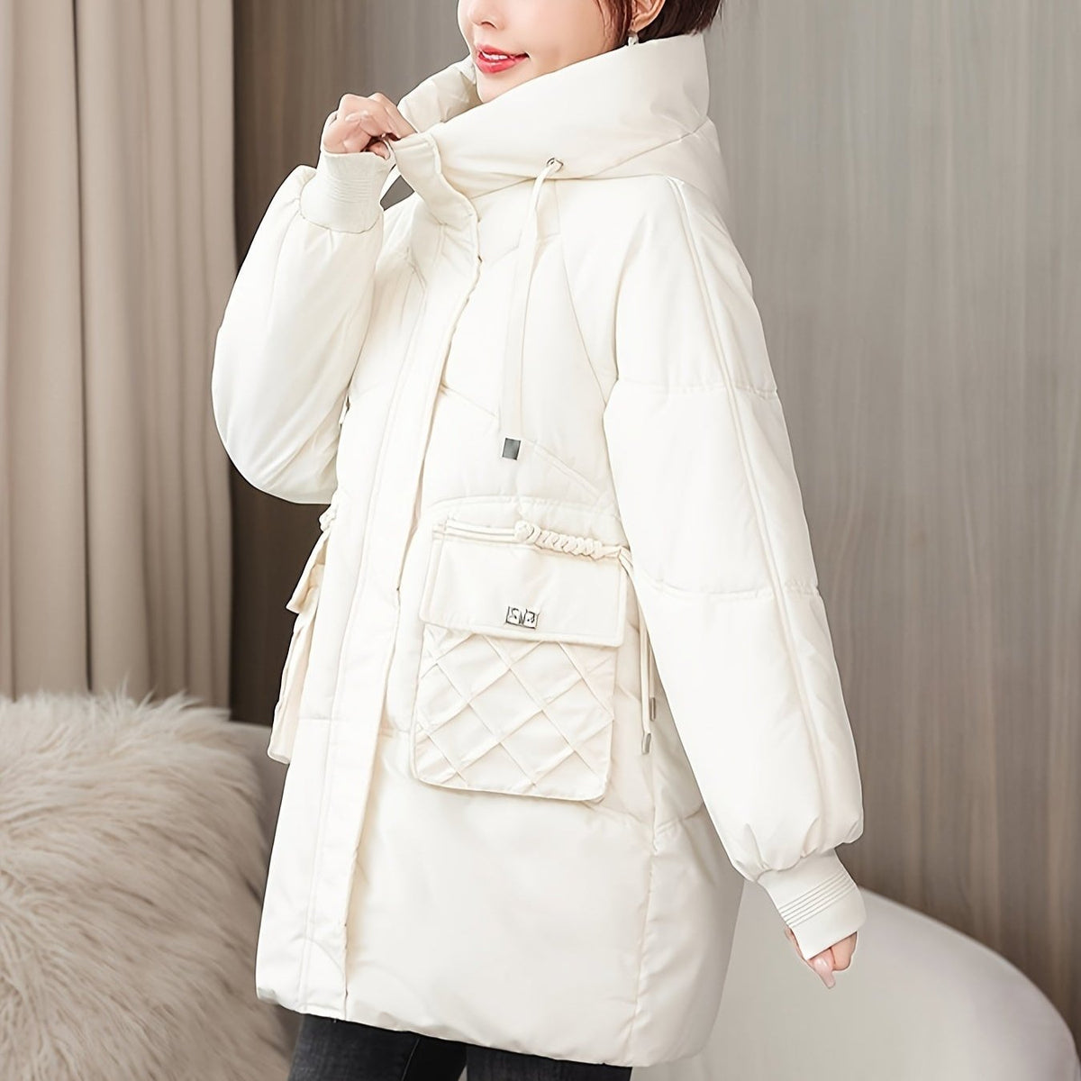 Damen-Hoodie Puffy mit Reißverschluss Polyester Winter 6