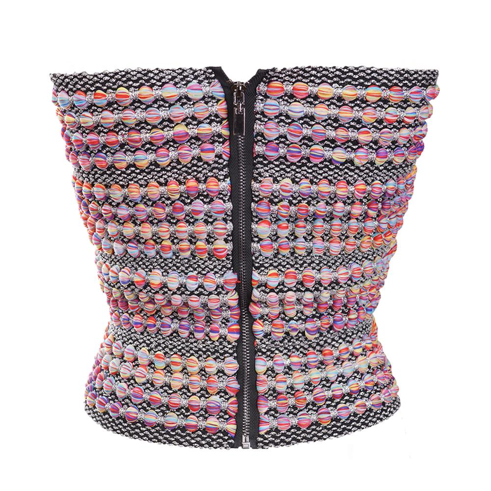 Damen-Top, angeschnittene Streifen, Acetatpolyester-3