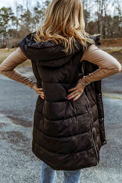 Damen-Mantel Lang Gepolsterte Kapuze Polyester-2