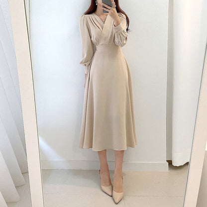 Damen-A-Linien-Kleid, Puffärmel, Polyester-3