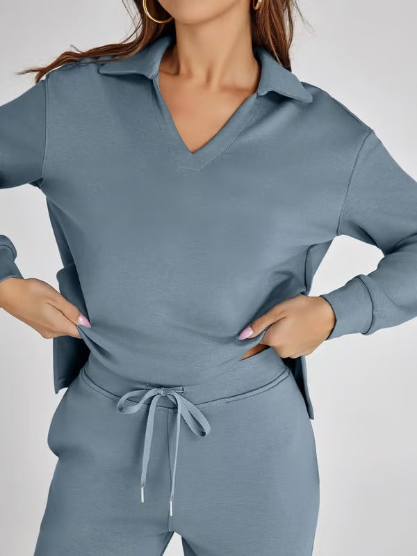 Damen-Lounge-Set (zweiteilig) aus weicher Stoffmischung – lockere Passform, übergroße Silhouette, Größen XS bis 3XL 2