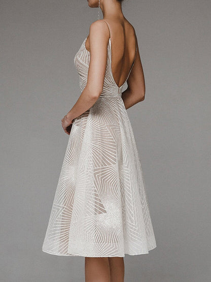 Damen-ärmelloses Kleid, bestickt, leichter Stoff-2