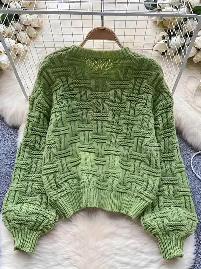 Damen-Strickpullover, runder Stil, weiches Material-1